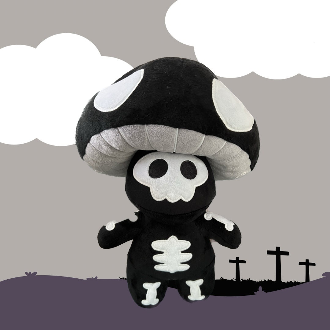 Mushroom Plush , Skeleton Plush , Goth Plush , Halloween Plush , Cottagecore Decor , Cottagecore