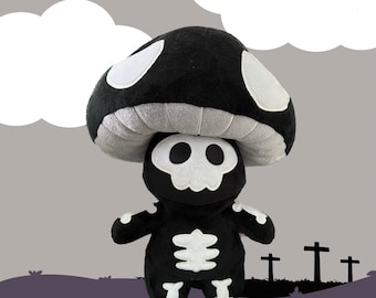 Mushroom Plush , Skeleton Plush , Goth Plush , Halloween Plush , Cottagecore Decor , Cottagecore Art , Stuffed Animal , Gothic Gift