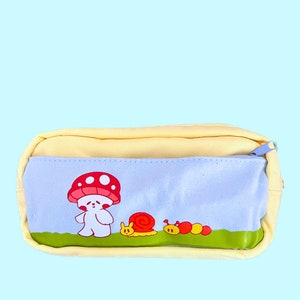 Sac à crayons à fermeture éclair, sac à champignons, sac de fournitures d’art, sac marqueur, décor de bureau aux champignons, fournitures de rentrée scolaire, bureau Cottagecore