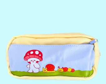 Zipper Pencil Bag , Mushroom Bag , Art Supplies Bag , Marker Bag , Mushroom Office Decor , Back To School Supplies , Cottagecore Office