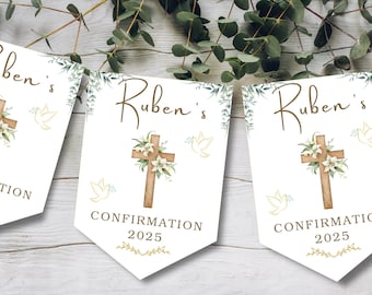 Bandierine per la cresima, striscioni personalizzati per la cresima dei ragazzi, decorazioni per feste, comunione, qualsiasi nome e data