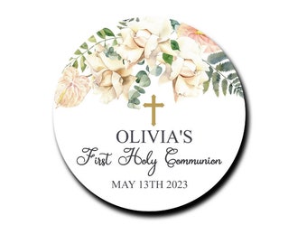 24 personalised Communion stickers | First Holy Communion | Confirmation favour | wedding decor | Treat bags | Sweet Cones | Custom Labels