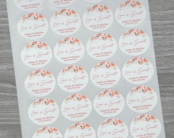 24 personalised wedding stickers matt |gloss finish waterproof | wedding favour | wedding decor | married