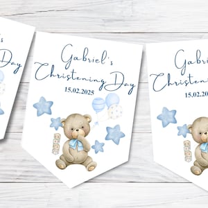 Bandierine per battesimo, striscioni personalizzati per battesimo dei bambini, decorazioni per feste, decorazioni per il giorno del nome, qualsiasi nome e data