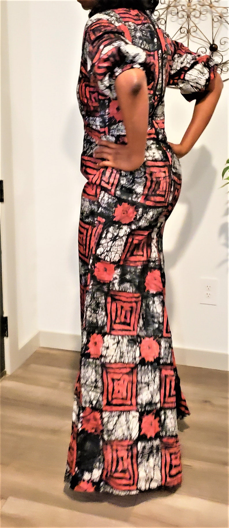 Red & Black Tie Dye Maxi Dress. Long Boho Chic Dress. Formal Etsy