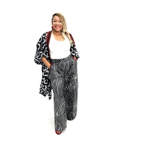 Conjunto Adire Batik de conjunto, chaqueta y pantalones de kimono africano, ribete Aso-Oke