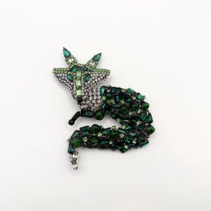 XL Moans Couture Emerald Fox Statement Brooch