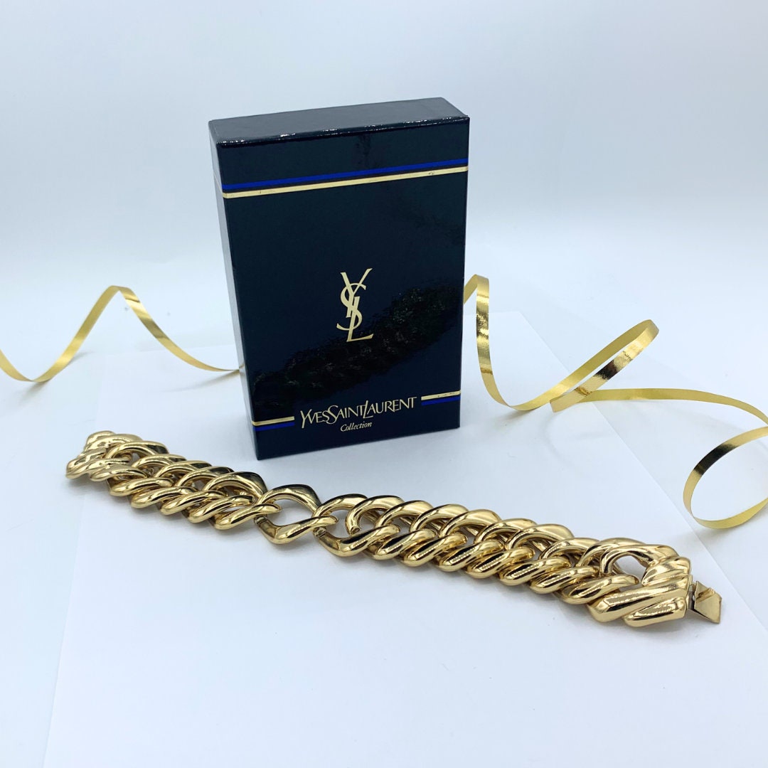 【関税＆送料込み】Saint Laurent Gourmette Link Bracelet Yves Saint Laurent Link Bracelet - Etsy