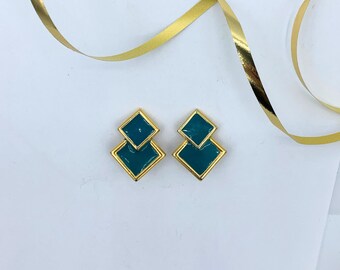 Boucles D'oreilles Clips Vintage Lanvin Paris - Dorées - Occasion En Bon état