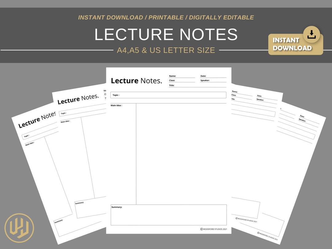 Lecture Notes Printable | Digital Planner | Instant Download Planner ...