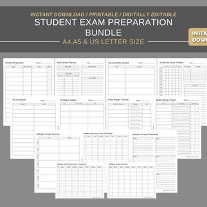 Student Exam Prep Finals Stampabile / Digital Planner / Instant Download Planner Insert Daily Planner pages / A4 A5 US letter size PDF