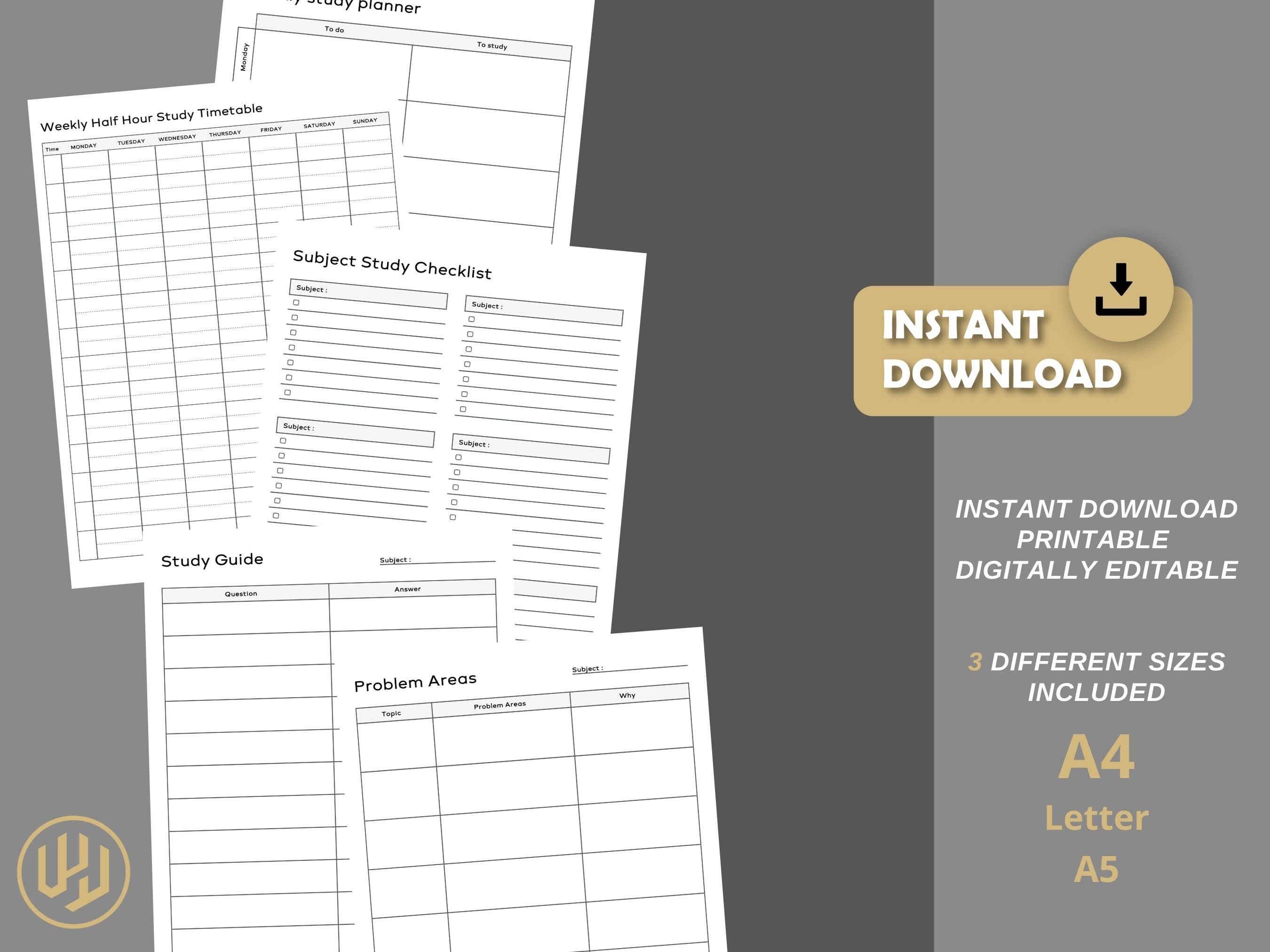 Student Exam Prep Finals Printable | Digital Planner | Instant Download ...