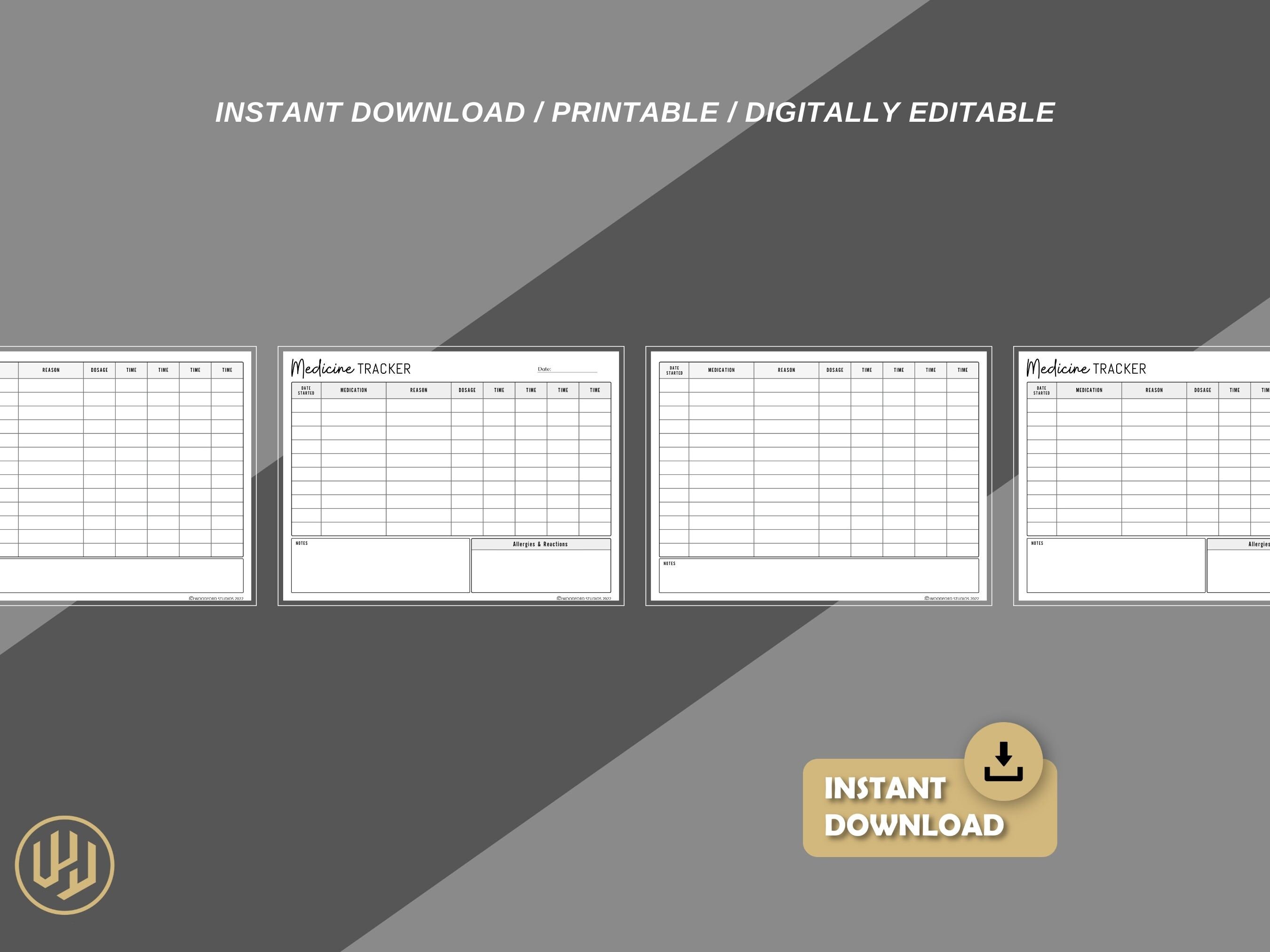 Medicine Tracker Printable Planner | Digital Planner | Instant Download ...