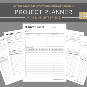Work From Home Project Planner | Digital Planner | Instant Download Planner Insert Daily Planner pages | A4 A5 US letter size PDF