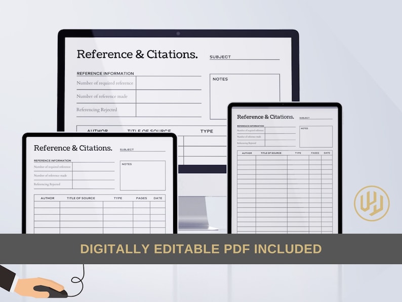 Reference Log Citations Printable Planner Study Guide Instant Download ...
