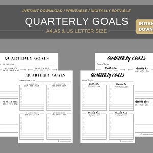 Quarterly Goals Printable Planner | Digital Planner | Instant Download Planner Insert Daily Planner pages | A4 A5 US letter size PDF