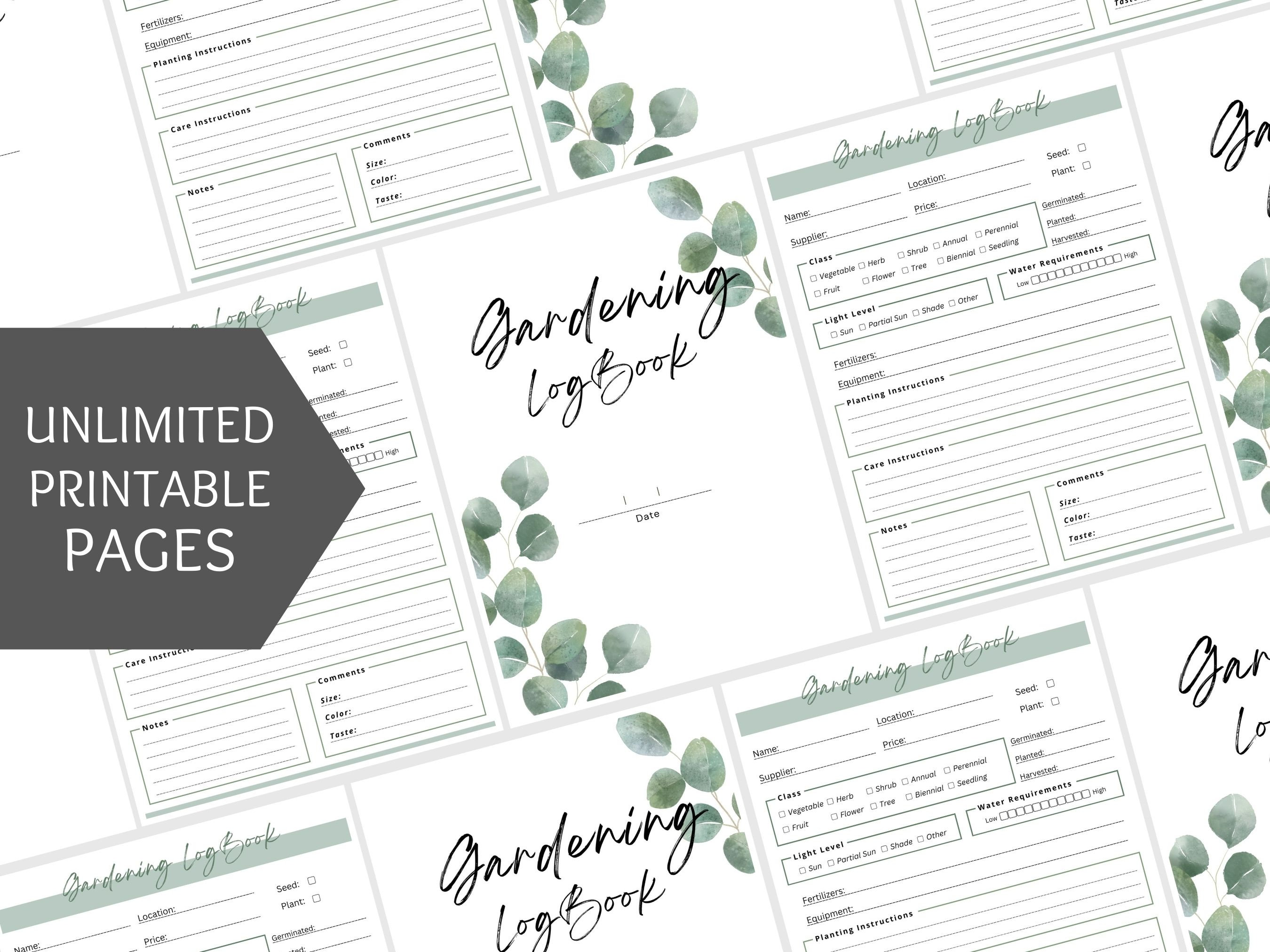 Garden Tracker Log Book Printable Planner | Digital Planner | Instant ...
