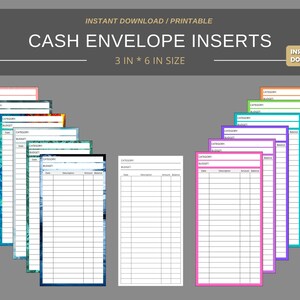 Cash Envelope Inserts budget planner | Digital Planner | Instant Download Planner Insert Daily Planner pages | A4 A5 US letter size PDF