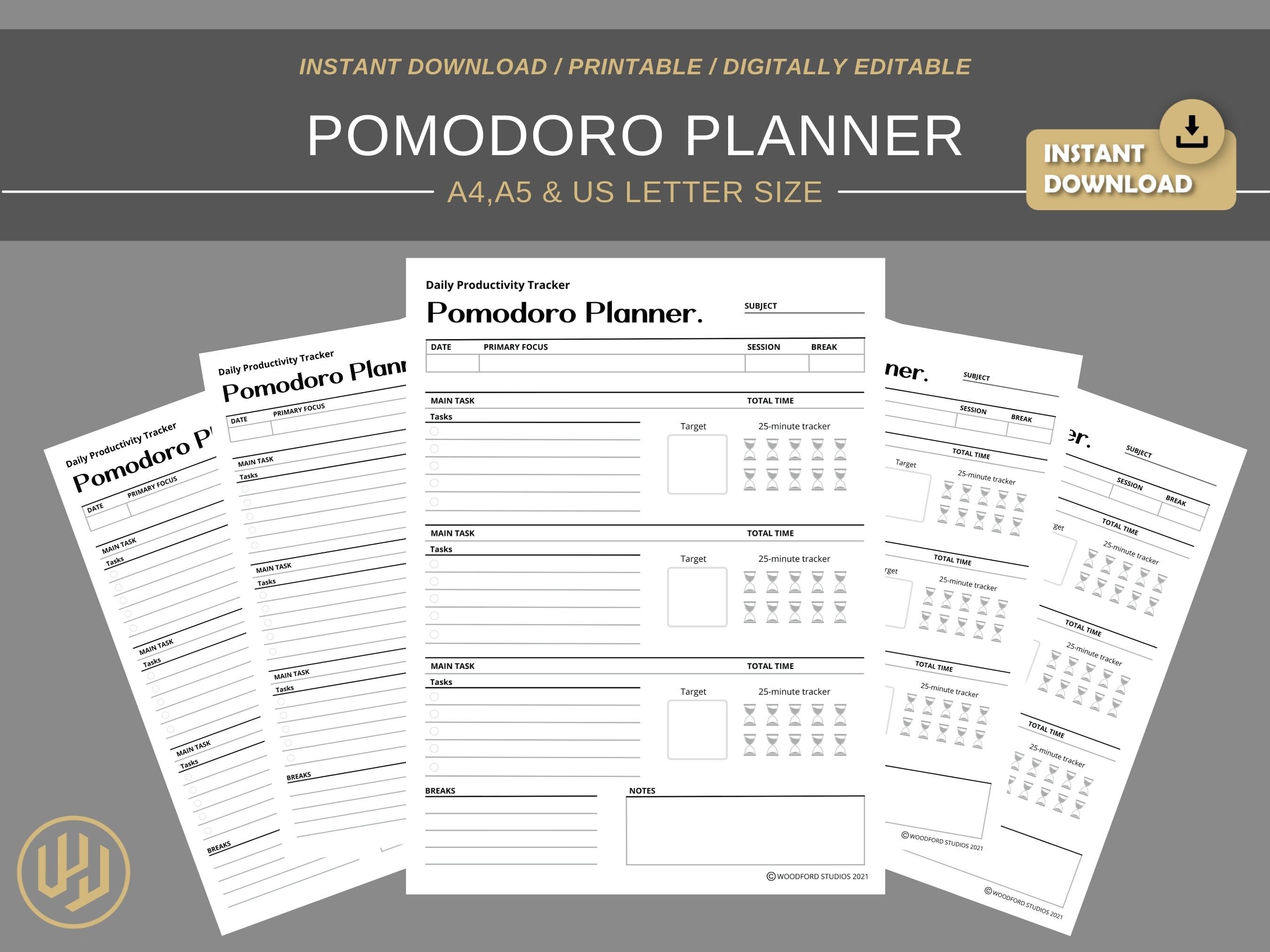 Pomodoro Printable Planner Digital Planner Instant Download Planner ...
