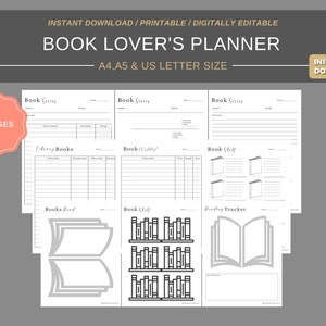 Book Reader Tracker reading list | Digital Planner | Instant Download Planner Insert Daily Planner pages | A4 A5 US letter size PDF