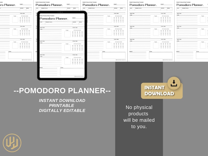 Pomodoro Printable Planner Digital Planner Instant Download Planner ...