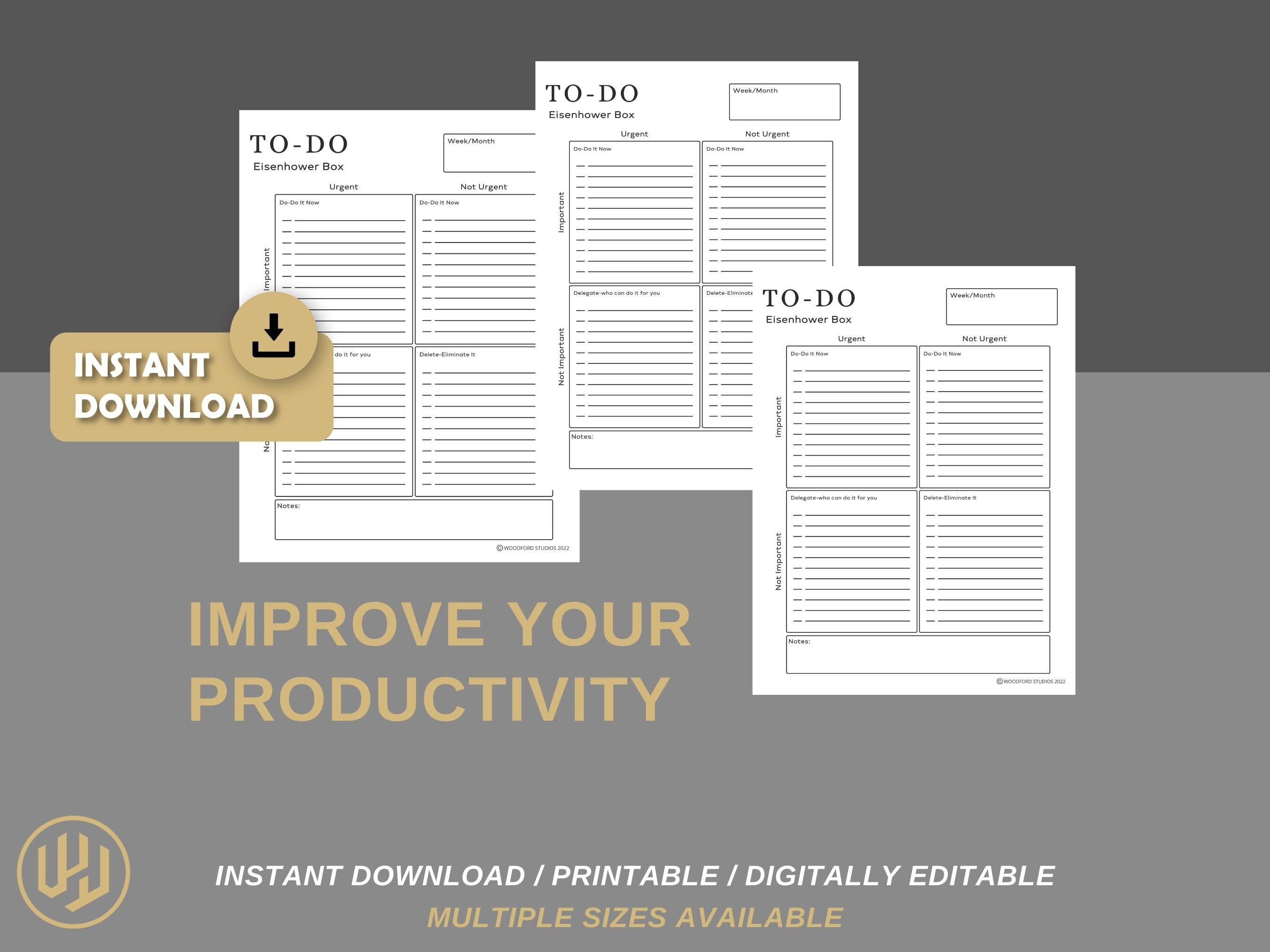 Eisenhower Matrix Printable Planner Digital Planner Instant Download ...