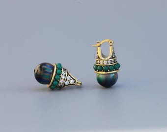 Art Deco Lever-back Earrings: Gold, Multicolored Pearl, Vintage 1920s Style