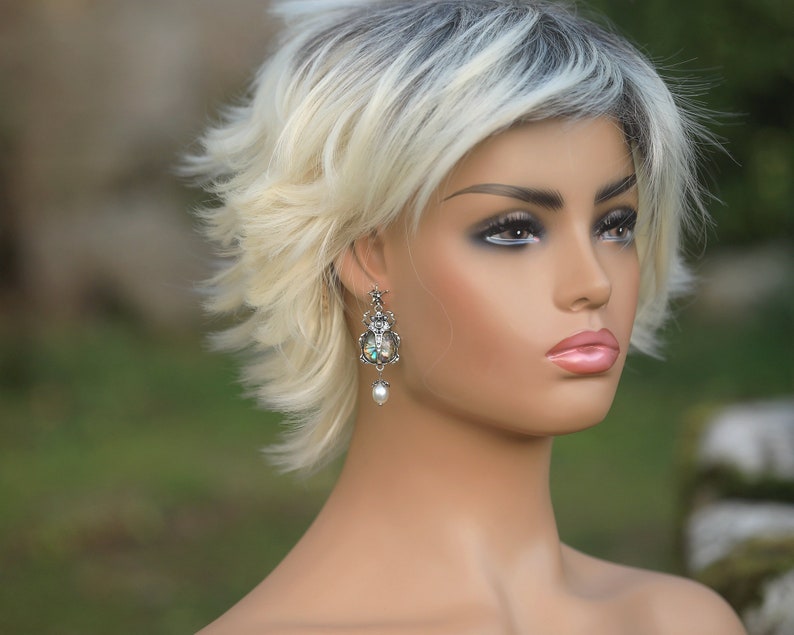 Boucles d/'oreilles Art D\u00e9co Clous Argent\u00e9 Gothique Insecte Scarab\u00e9e Col\u00e9opt\u00e8re Etoile T\u00eate de Mort Perle Mariage 1920s Vintage Style