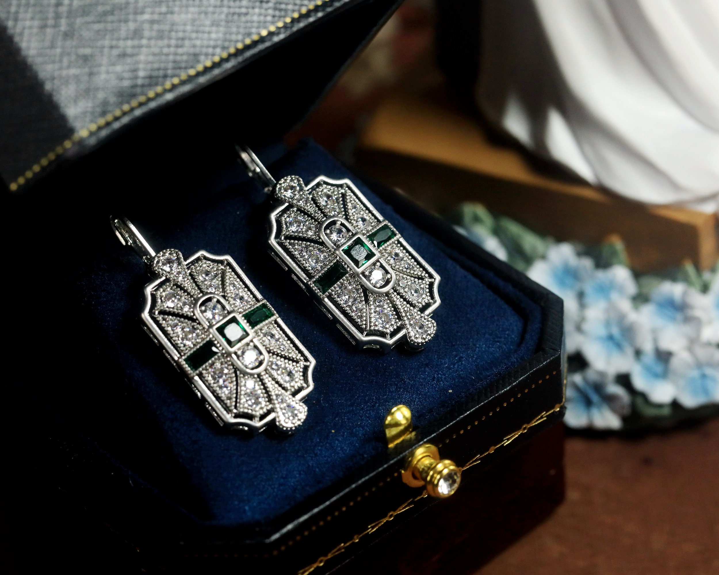 Boucles d'oreilles pour mariées en métal et strass, bijou de mariage