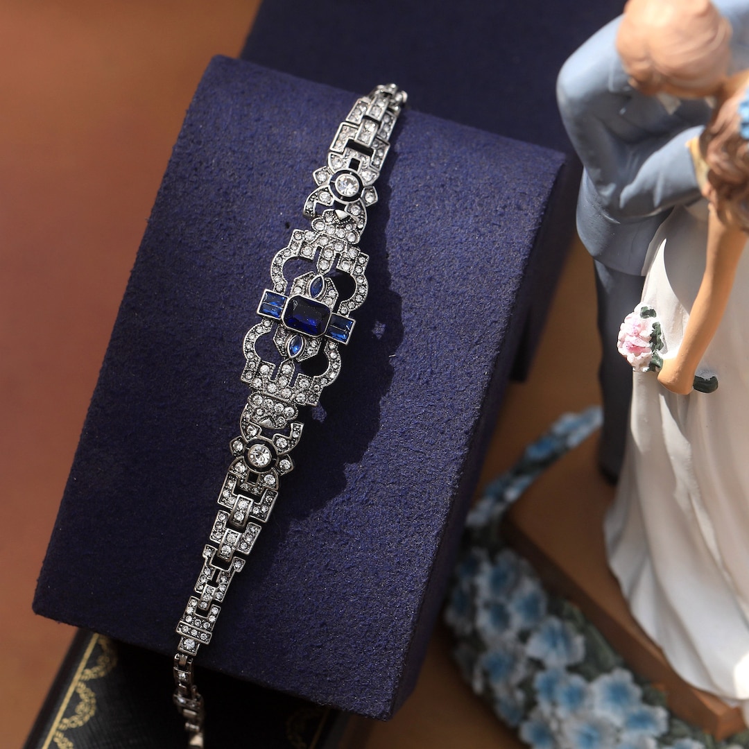 Bracelet Métal Argenté Avec Pierre Verte Et Strass - Neuf Sans Emballage, Acier Inoxydable