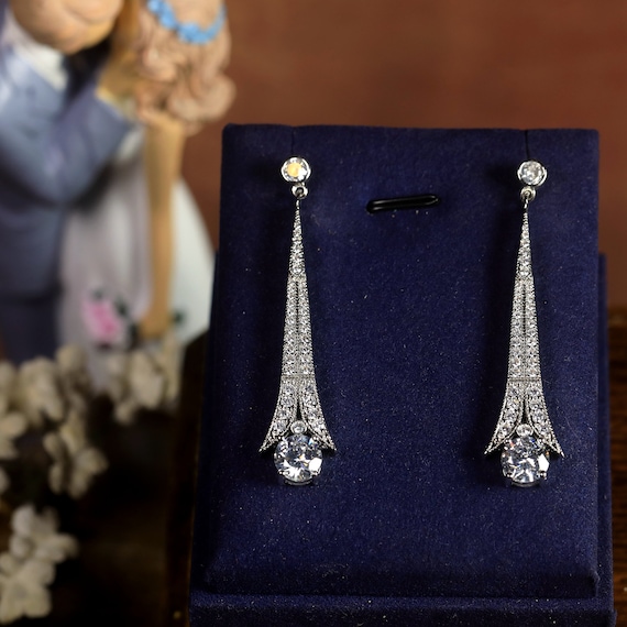 Boucles D’oreilles Vintage Art Déco – Fixation Clips – Occasion – Sans Marque