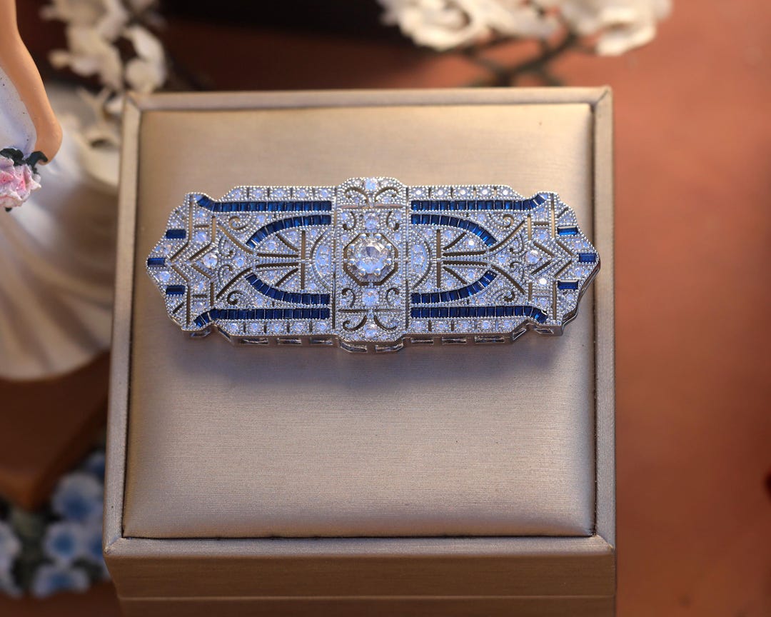 Broche Vintage Dentelle Florale Sertie De CZ Blanc - Style Belle Époque, Neuve Sans Emballage