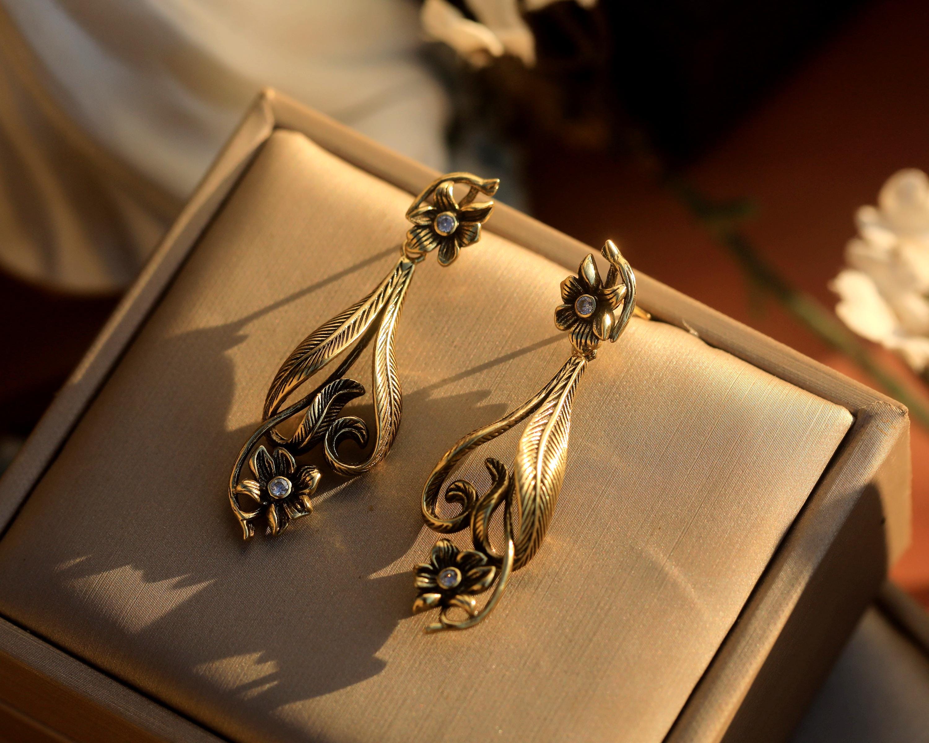 6 Pcs Antiqued Gold Art Nouveau 4 Ring Chandelier Component - Brass Stamping USA - View #3