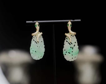 Boucles D'oreilles Clous Argentées Art Déco - Fausse Perle Et CZ Vert, Neuves Sans Emballage