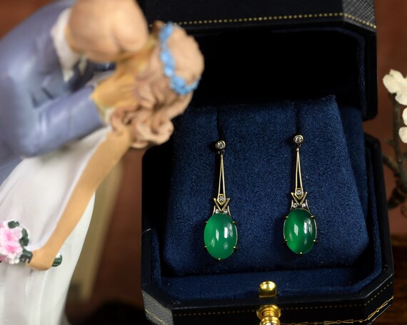 Boucles D'oreilles Clous Argenté Style Art Déco Avec CZ Bleu – Fait Main, Unique Et Joli