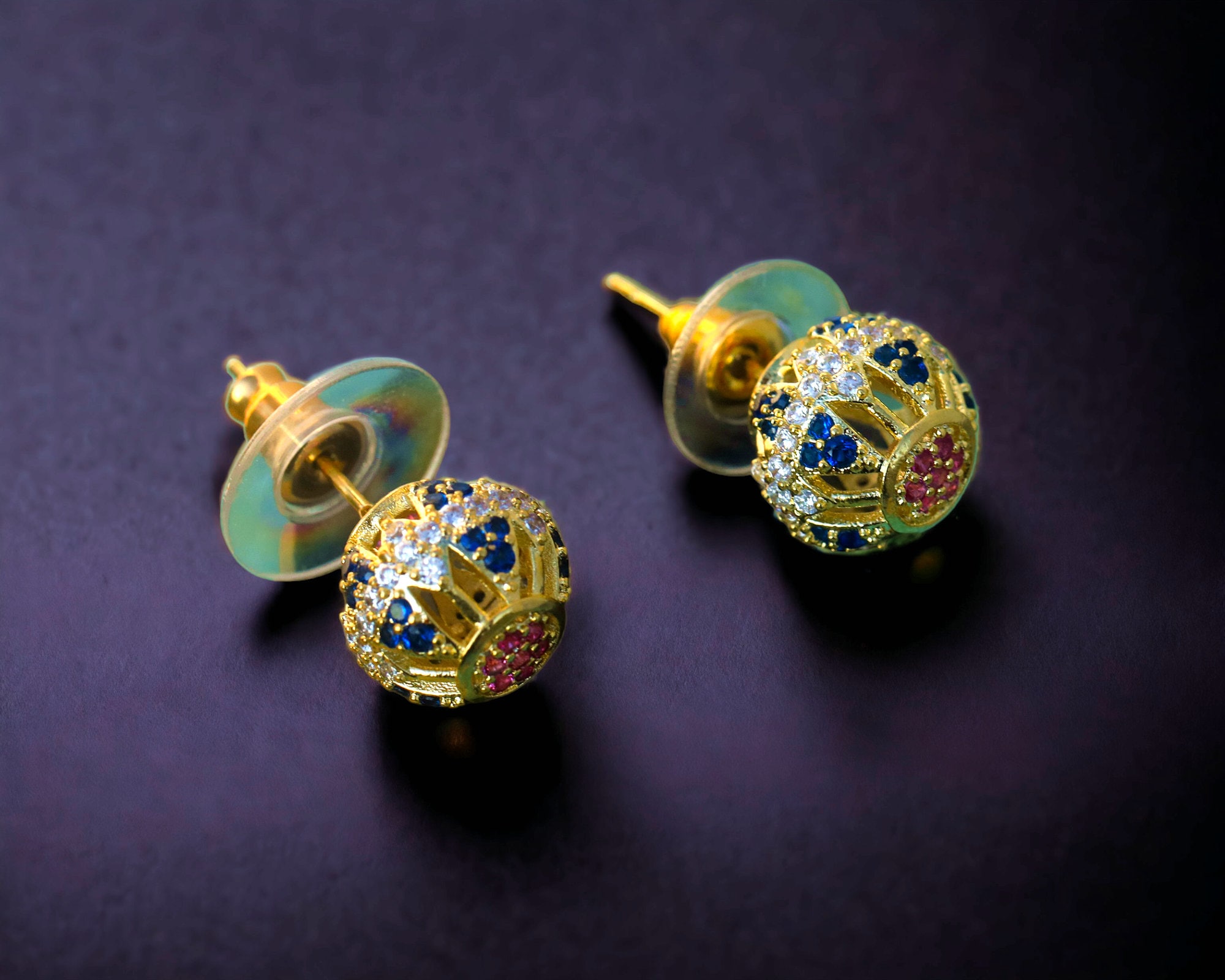 Boucles oreilles navettes turquoise or - Stenna Bijoux fait main Lille