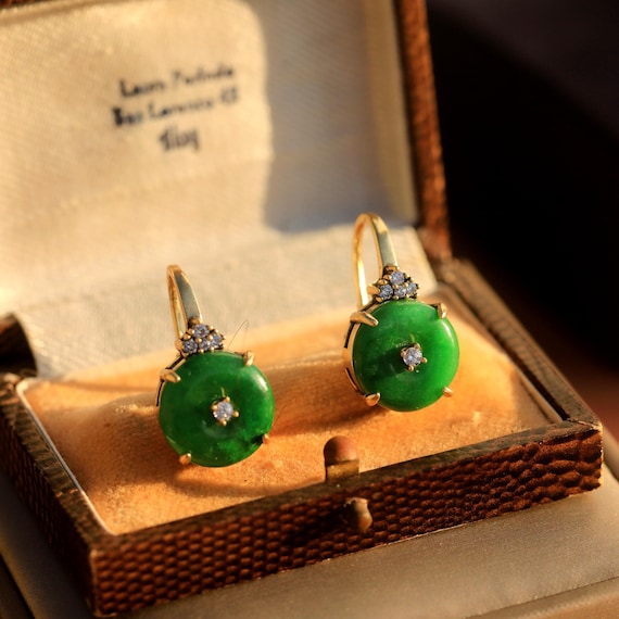 Boucles D'oreilles Dormeuses Perles De Culture Calcédoine Jade - Pierres Précieuses Plaqué Or