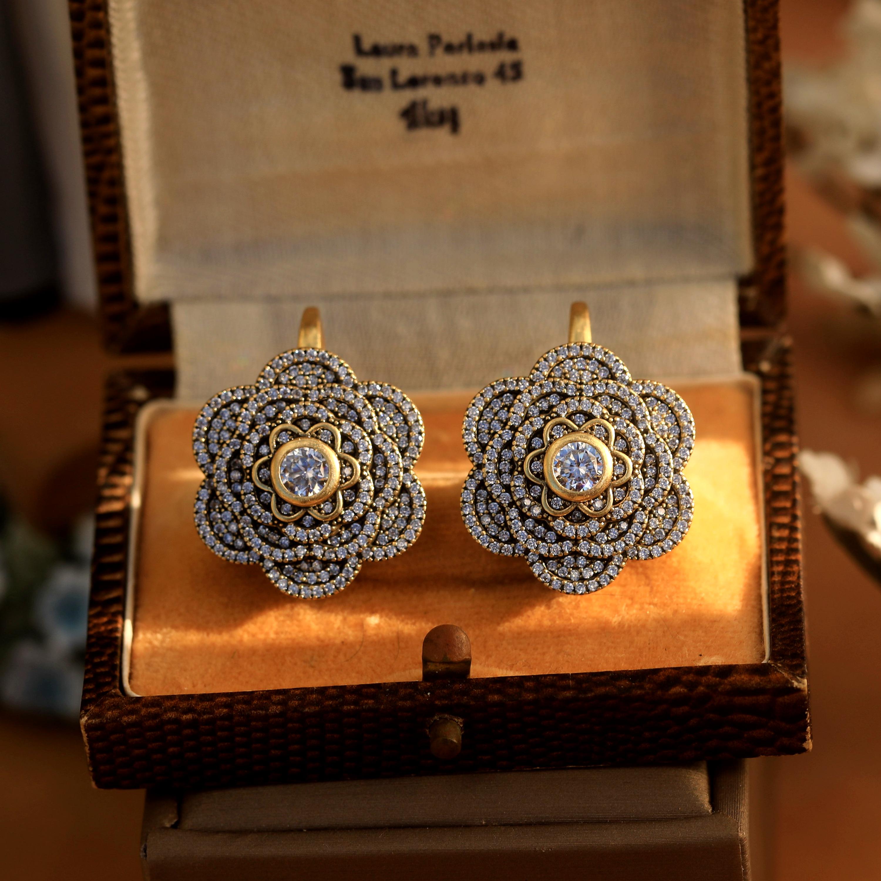Boucles d'oreilles pendantes Cercle Argent Ceramique Cerclée Micro serti Blanc 925/1000 - 50170172277R00 • Histoire d'Or