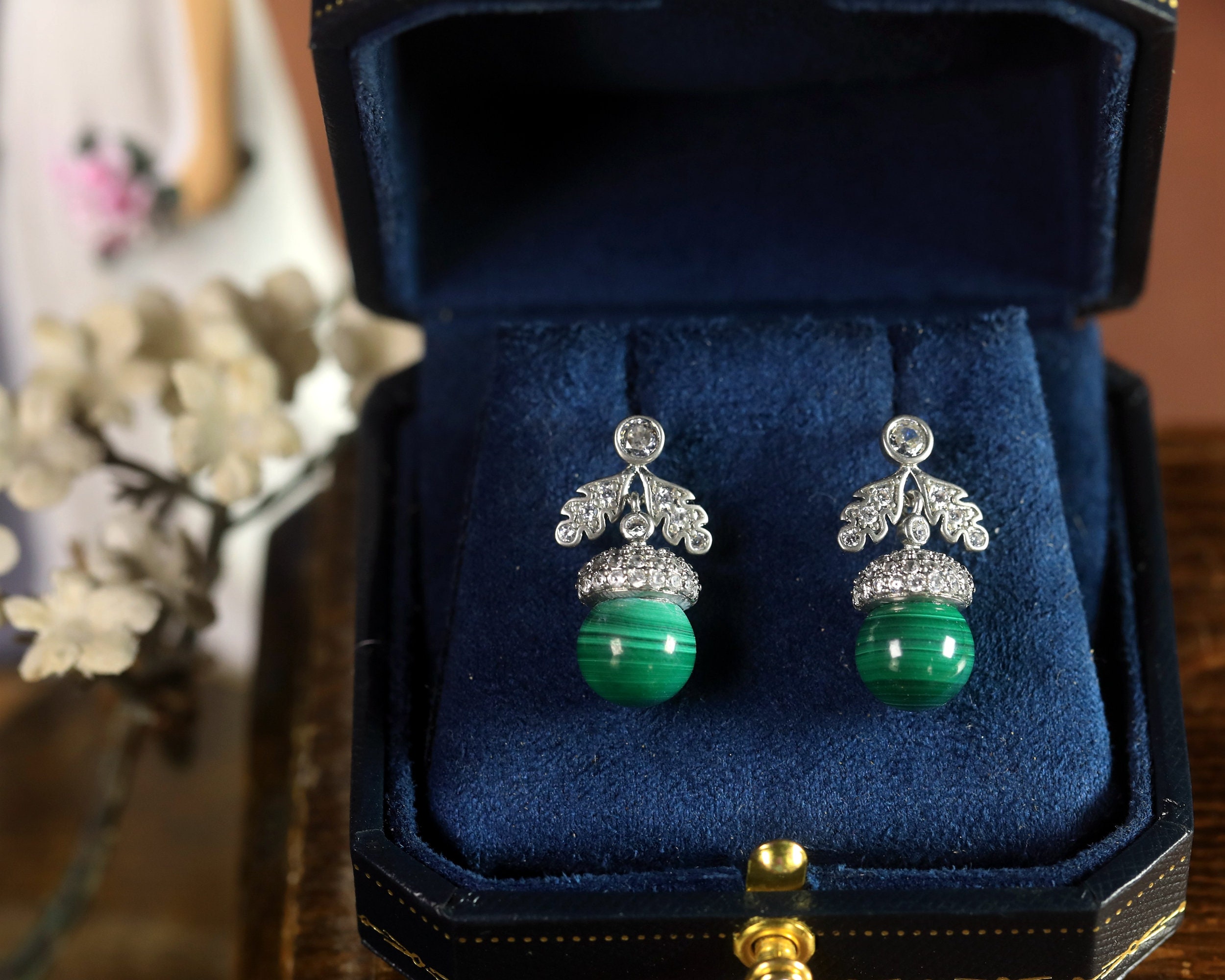 Boucles D'oreilles Clips Chandelier Vert à Cristaux CZ - Neuf Sans Emballage