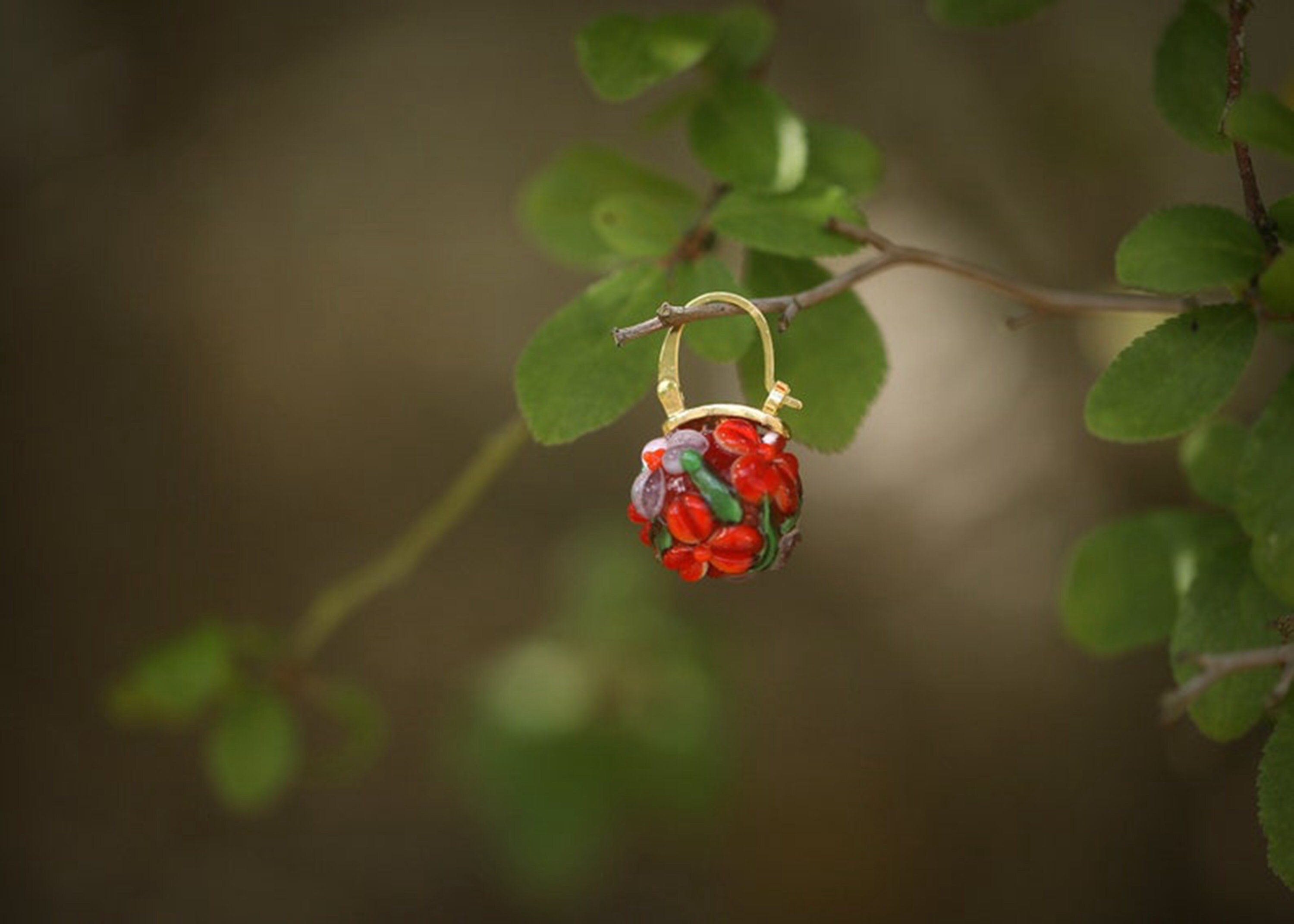 Boucles d'oreilles dormeuses bois cristaux Prestige -bois rouge