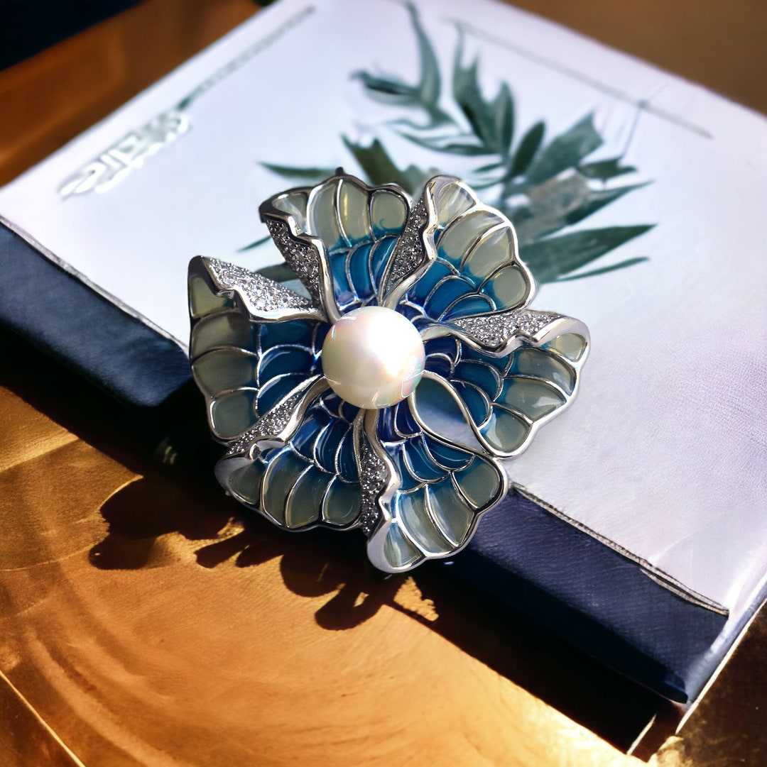 Broche Ancienne En Argent Massif 925 – Motif Fleurs Art Nouveau / Art Déco