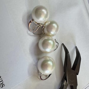 Boucles d'oreilles Art Déco Dormeuses Lever-Back, Argenté, Doré, Bateau Perle Nacré Simple Elegant 18mm Great Gatsby Mariage Vintage Style Silver
