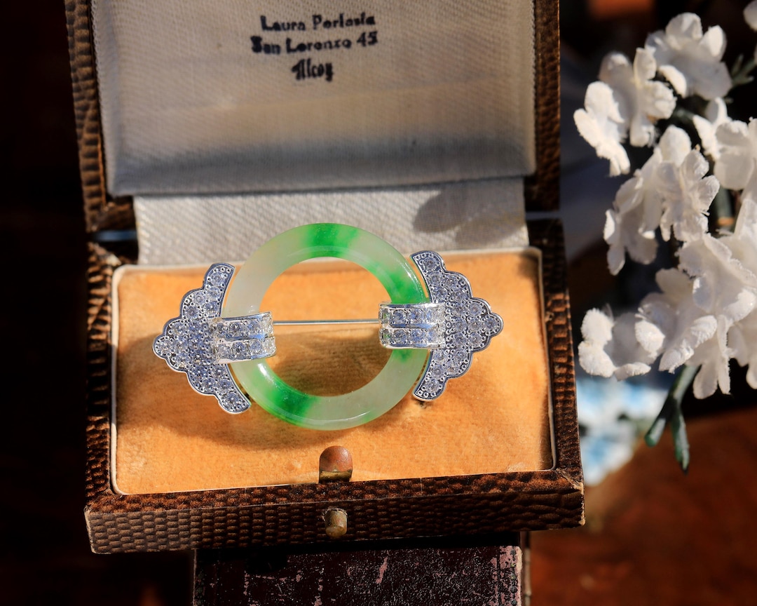 Ancienne bague plaqué or avec pierre Jade jade (Gebraucht) in