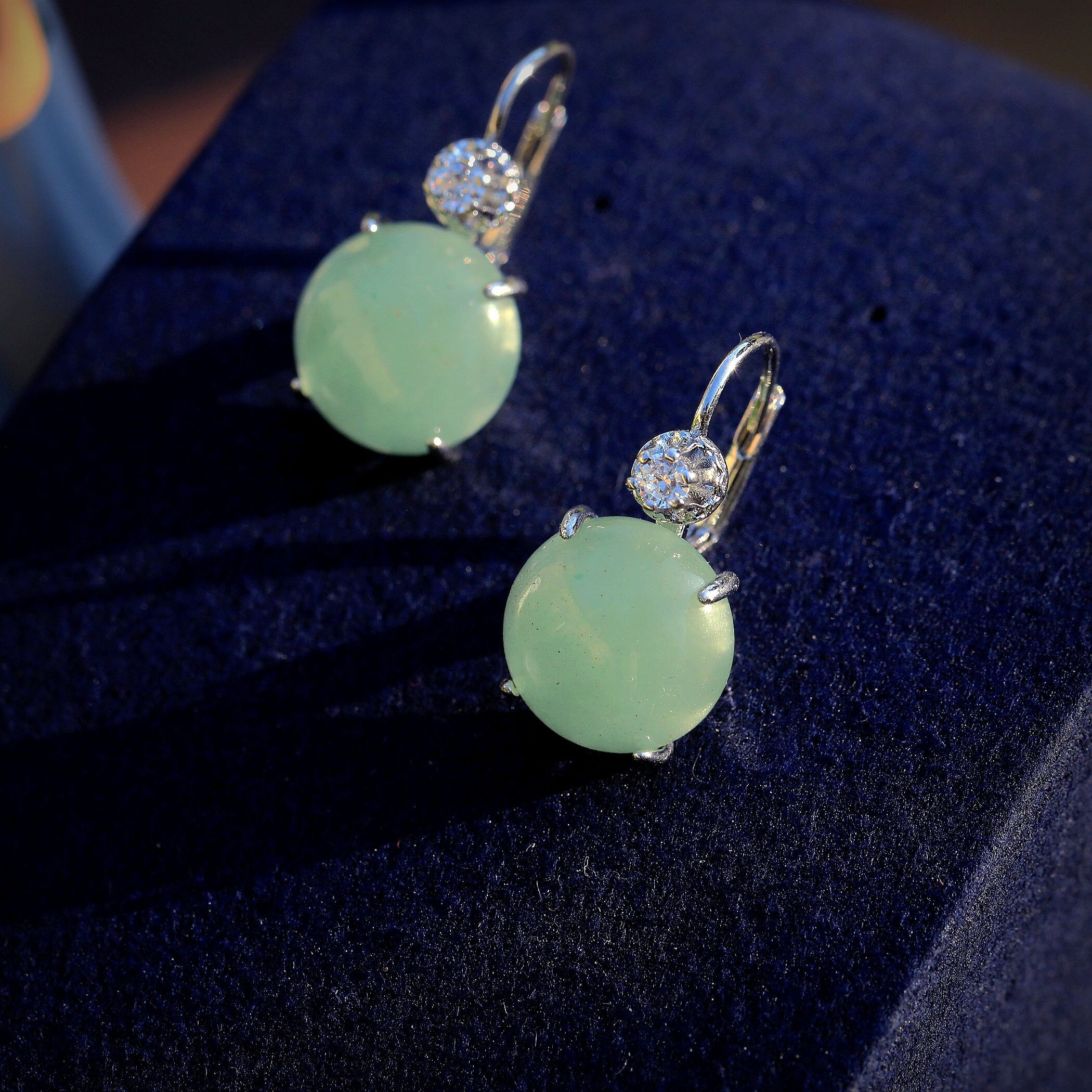 Boucles d'oreilles Dormeuse Rond Doré Serti CZ Agate