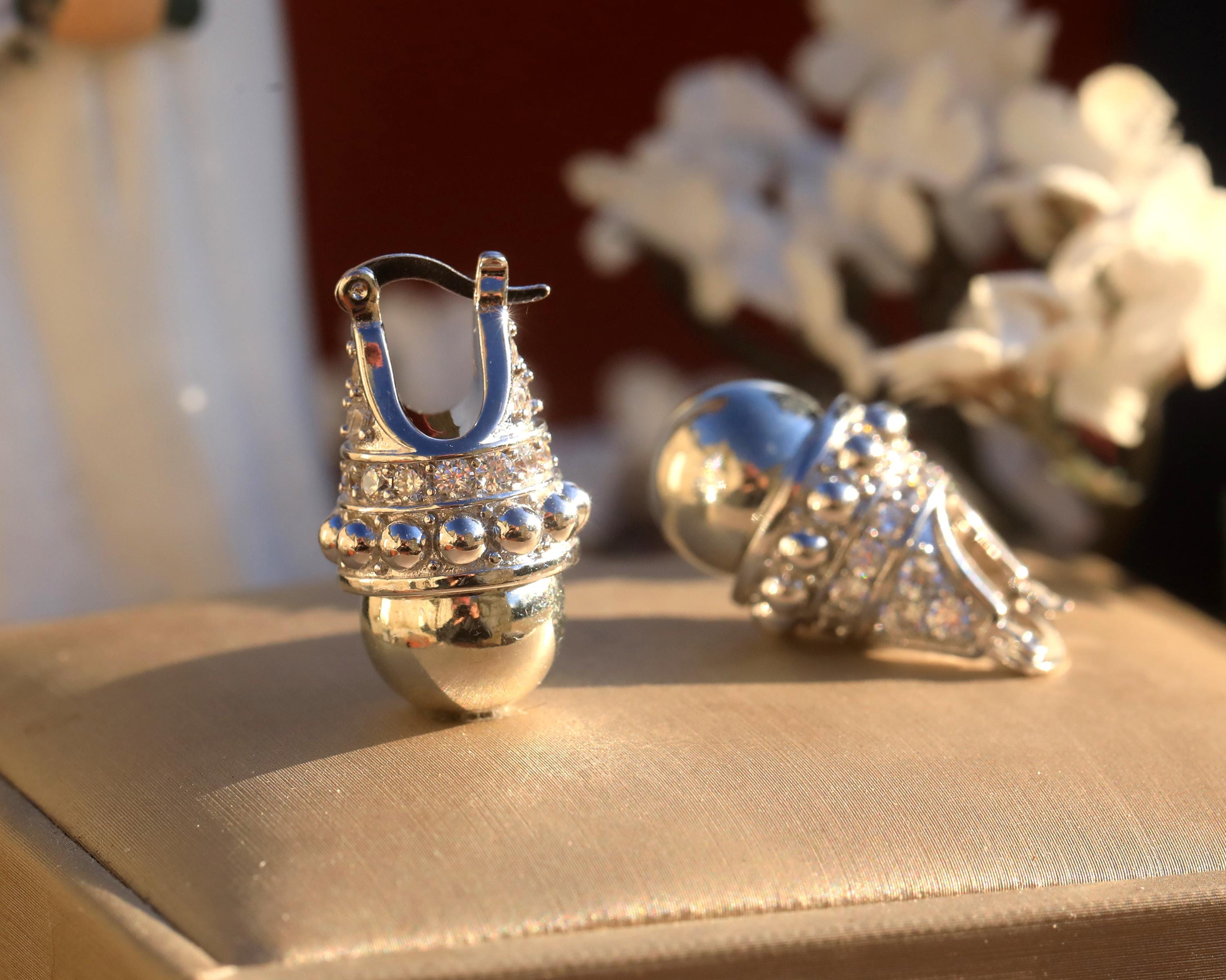 Boucles d'oreilles Art Déco Dormeuses Doré Argenté Antique Fausse Perle Blanche 12mm Mini Perle Noir Strass Vintage Style Mariage 1920s - France