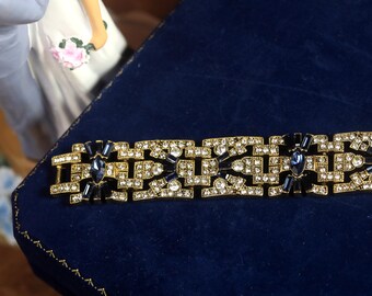 Collier Choker Doré Antique Large Avec Strass - Style Art Déco Great Gatsby, Neuf Sans Emballage