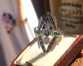Bague Réglable Art Nouveau Fleur émail Bleu Pâle Et Fausse Perle - Doré Antique - Neuve Sans Emballage