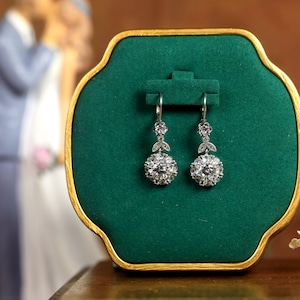 RIZILIA Dangle Drop Boucles D'oreilles Avec Coeur CZ [White Cubic Zirconia] En Plaqué Or Blanc, Simple Moderne Élégant