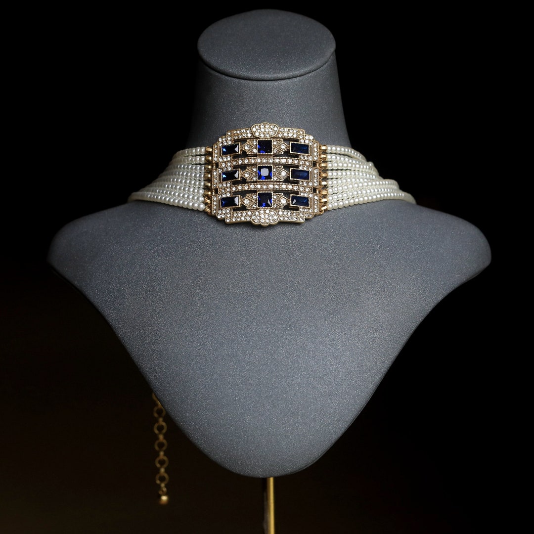 Collier Ancien Fausses Perles Doré – B.C. Lind 14kt KGE – Vintage