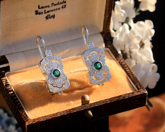 Boucles D'oreilles Goutte Argentées Style Belle Époque Avec CZ Blanc – Élégantes Et Fantaisie